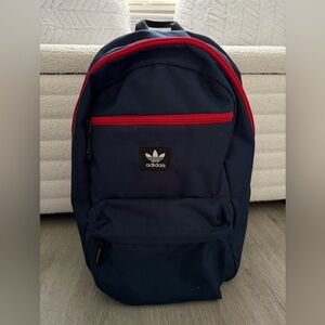Adidas Dark Blue Backpack with Red Highlights